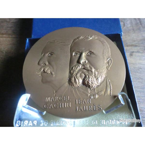 mdaille bronze marcel cachin jean jaurs " quatrevingtieme anniversaire " 1904 / 1984 J.L coppin