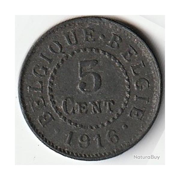 Pice de Monnaie Belgique 5 centimes - Albert Ier - Occupation Allemande 1916 recherche