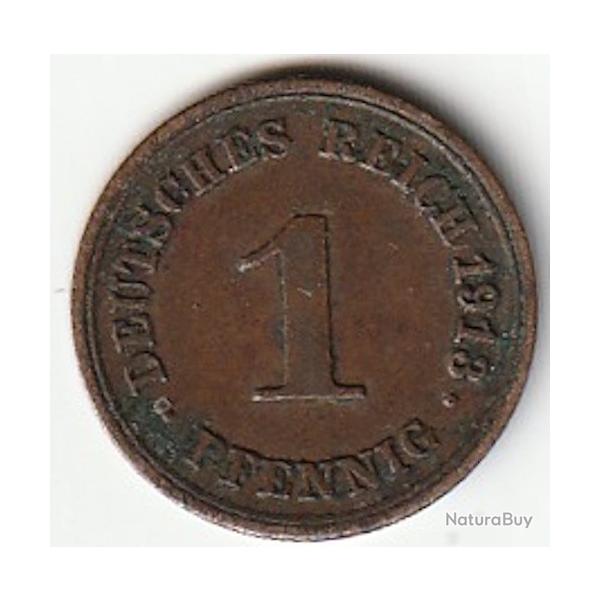 Pice de Monnaie Allemagne 1 pfennig - Wilhelm II type 2 - grand aigle 1913 F