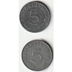 Pièce de Monnaie Allemagne Lot 5 reichspfennig zinc1940 A et 1941 D