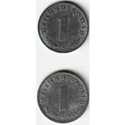 Pièce de Monnaie Allemagne Lot 1 reichspfennig zinc 1940 A et 1942 A