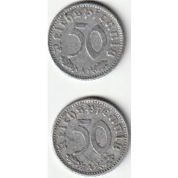 Pièce de Monnaie Allemagne Lot 50 reichspfennig 1940 A et 1942 A