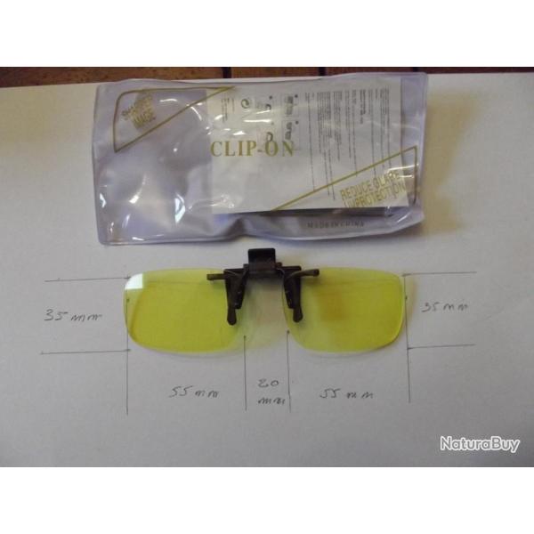 BRADE - Clip surlunettes jaunes idal pche, tir, chasse, etc... NEUF. Dimensions sur photos