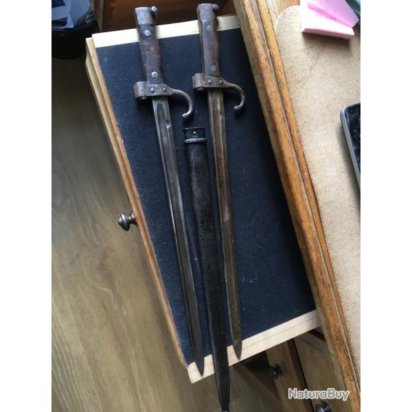 2 baonnettes Bertier mod.1892