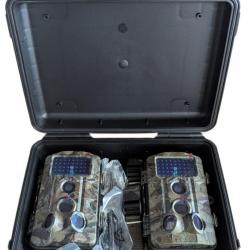 Kit de Surveillance Extérieure - 2 Caméras 120° avec LED 940 nm Invisibles + Valise Étanche B&W