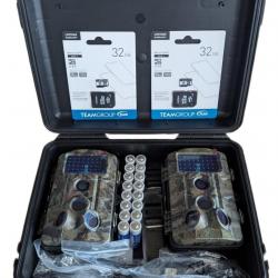 Kit de Surveillance Extérieure 2 cameras FLASH IR invisible avec Valise + cartes 32 GB + piles