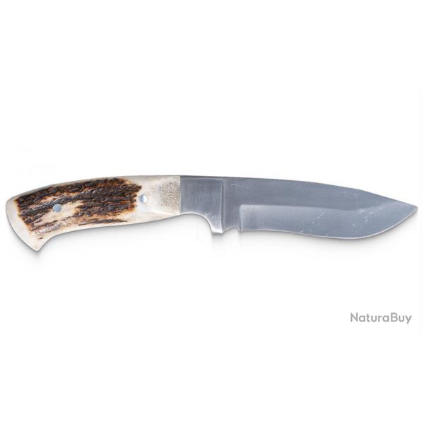 Couteau de chasse avec manche corne et tui cuir
