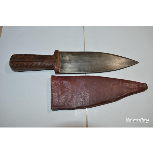 Ancien couteau de guerrier en bois, cuir Art Africain Nigria Ethnique (10)