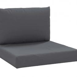 Coussins palette anthracite en tissu Oxford 60x60/60x38 cm pour assise jardin