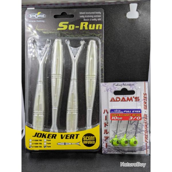 Lot pche/ STORM joker vert + TTE PLOMBE ADAM'S 10 gr , 3/0.
