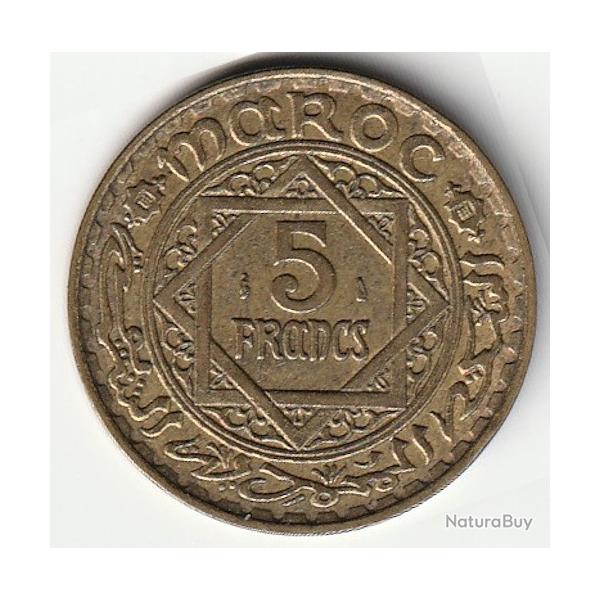 Pice de Monnaie Maroc 5 francs Mohammed V bronze-aluminium1365 (1946)