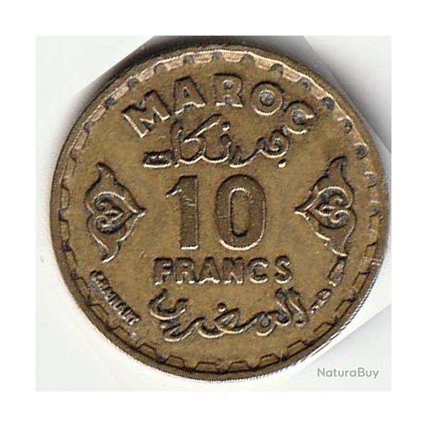 Pice de Monnaie Maroc 10 francs Mohammed V 1371 (1952)