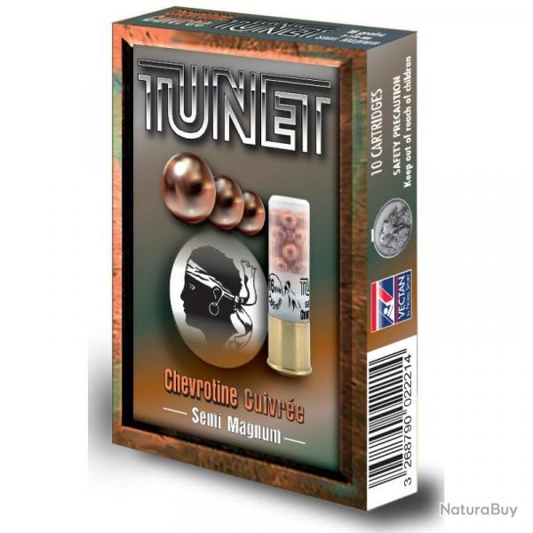 Cartouches TUNET chevrotine semi magnum cal 12-16 cuivre