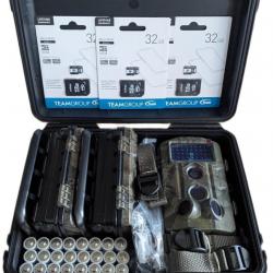 Kit de Surveillance Extérieure - 3 Caméras 120° avec LED Invisibles + Valise + Cartes 32 GB + PILE
