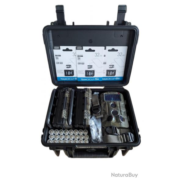 Kit de Surveillance Extrieure - 3 Camras 120 avec LED  Invisibles + Valise + Cartes 32 GB + PILES