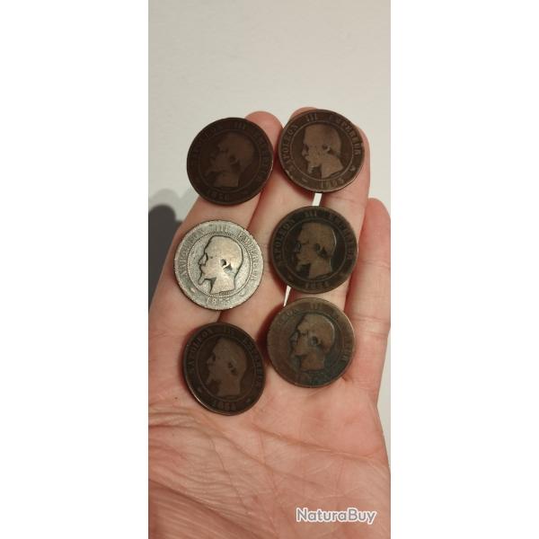 Pices de monnaie Napolon III en bronze lot