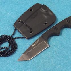Couteau Tactical Krav Maga de Cou MTech Neck Lame Acier Inox Stonewash Manche G-10 Etui Kydex