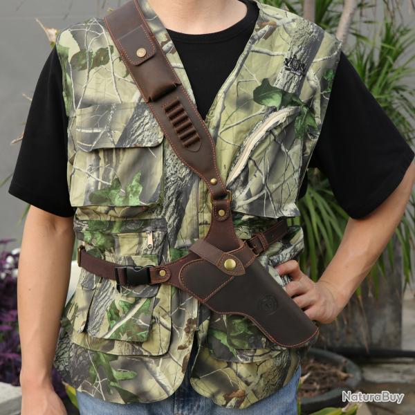Tourbon-tui de poitrine en cuir pour munitions, convient . 38mm, 9mm