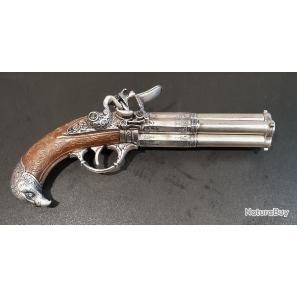 PISTOLET 4 CANONS TOURNANT FRANCE S. XVIII REPRODUCTION