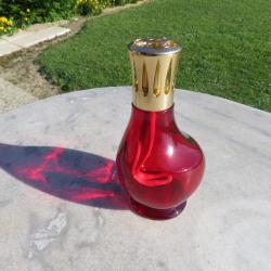 VINTAGE - Lampe Berger en verre de couleur Rouge Ambré, modèle "LOVELY" - FRANCE (Vers 1970)
