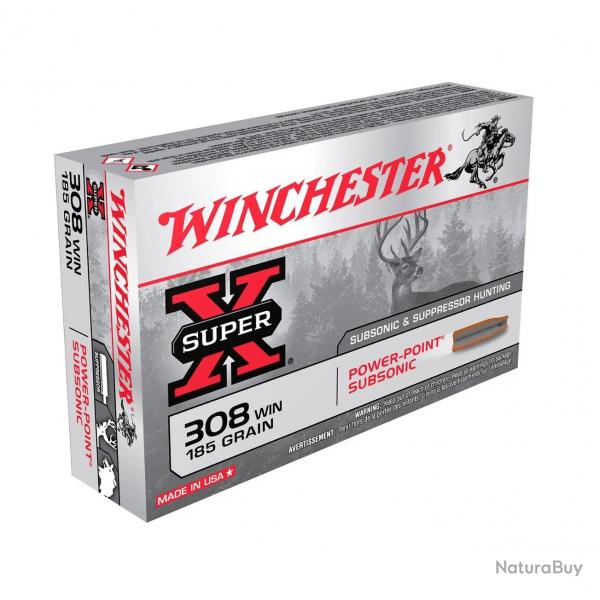 boite de 20 cartouches 308 winchester subsonic 185 grains hollow point