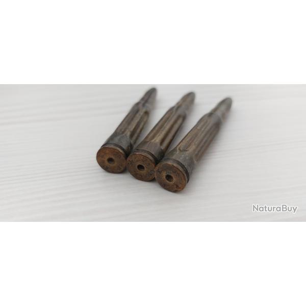3 Cartouches de manipulation Mauser 7 92x57 WW2
