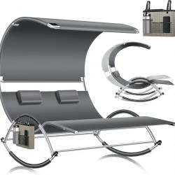 Chaise Longue Double Double +Toit Solaire, Coussin, pour 2 Personnes,Ergonomique Charge de 240 kg