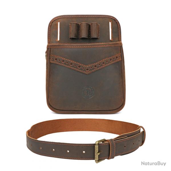 Tourbon-Sac de taille en cuir pour stockage de balles de munitions