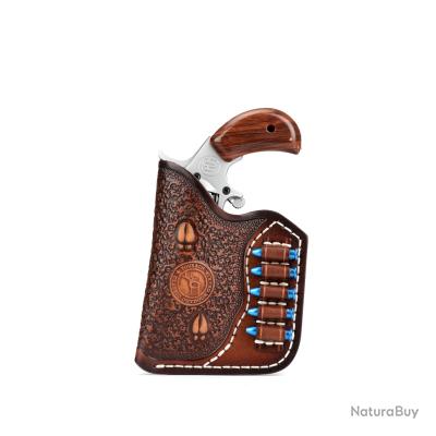 Ceinture Porte-Pistolet OWB En Cuir Tissé - Pour Revolver Browning - Droitière - Marron - Neuf