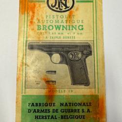Notice FN Browning 1910 d'époque originale7,65mm / 9mm