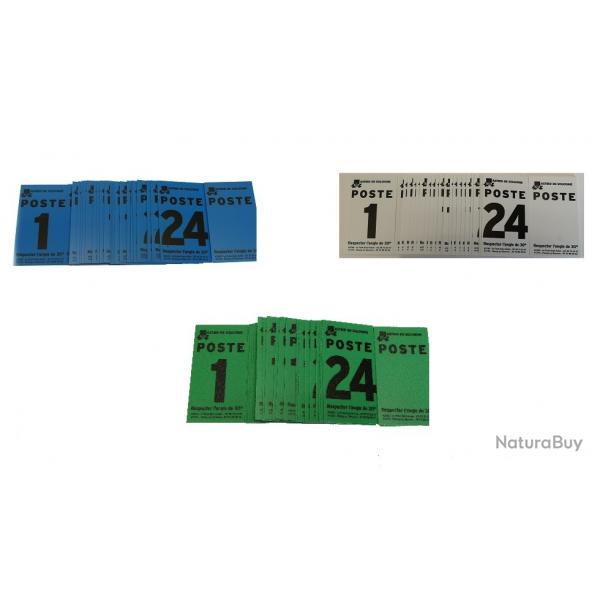 Numro de poste vert, bleu, blanc de 1  24 + 3 vierges