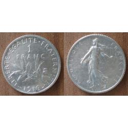 France 1 Franc 1916 Piece Semeuse Argent Francs