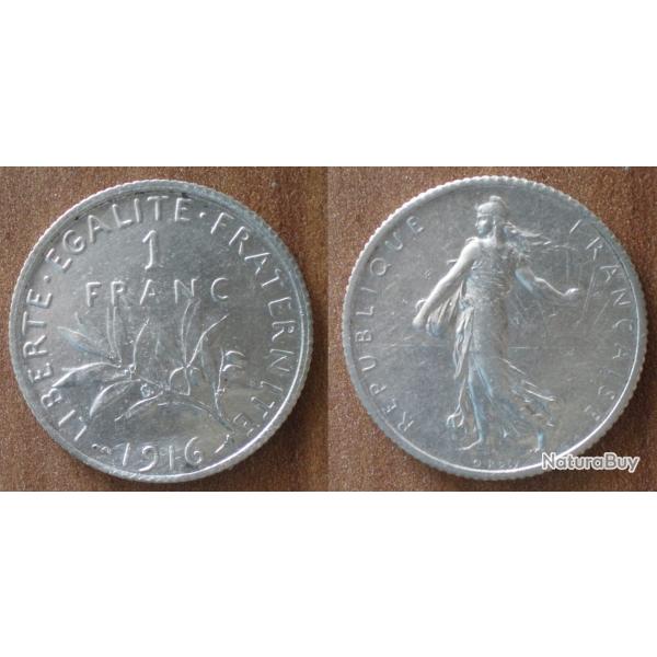 France 1 Franc 1916 Piece Semeuse Argent Francs