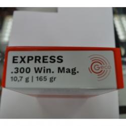 1 BOITE DE 20 MUNITIONS GECO CALIBRE 300 WM EXPRESS 10.7G/165GR NEUVE