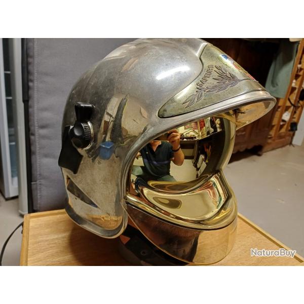 Superbe ancien casque de pompier mod. F1 - MSA CGF GALLET - 1987 - COMPLET
