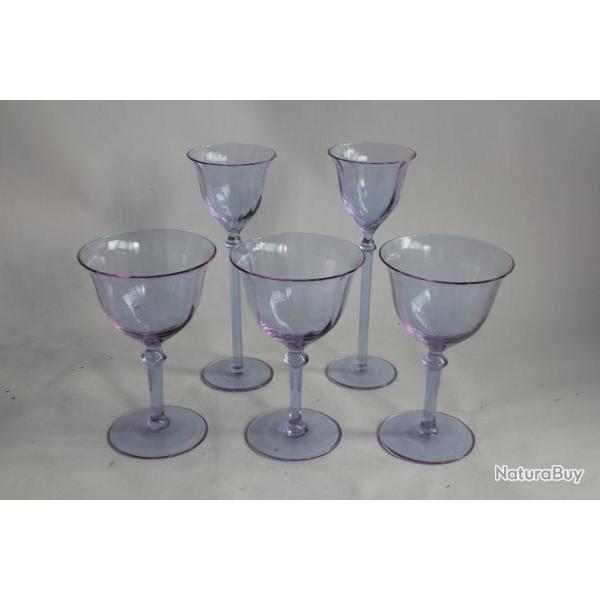 5 Verres cristal amthyste Moser