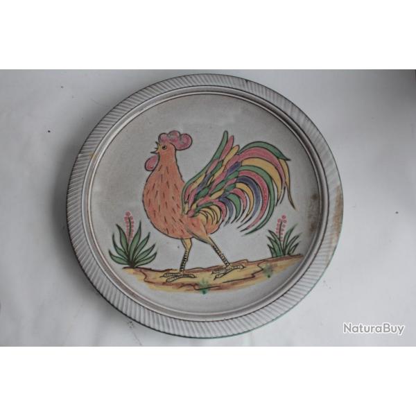 Plat cramique maille Coq Vallauris