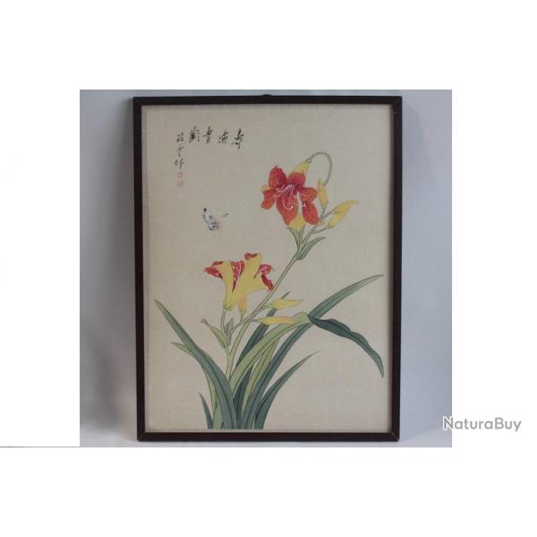 Peinture sur soie Fleur de Lys Chine