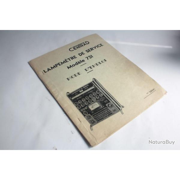 Livre mode d'emploi Lampemtre de service modle 751 Centrad