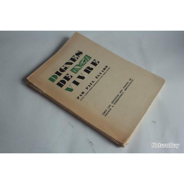 Livre Dignes de Vivre Paul Eluard 1947 bois grav Tho Kerg