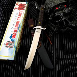 Couteau Komoran Warlord Lame Tanto Acier Inox Manche Bois d'Ébène Etui Cuir/Kydex KO049