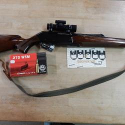 CARABINE SEMI AUTO BROWNING SHORTRACK CAL.270WSM + BALLES + POINT ROUGE AIMPOINT BON ETAT OCCASION