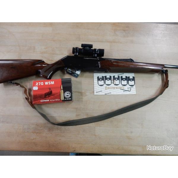 CARABINE SEMI AUTO BROWNING SHORTRACK CAL.270WSM + BALLES + POINT ROUGE AIMPOINT BON ETAT OCCASION