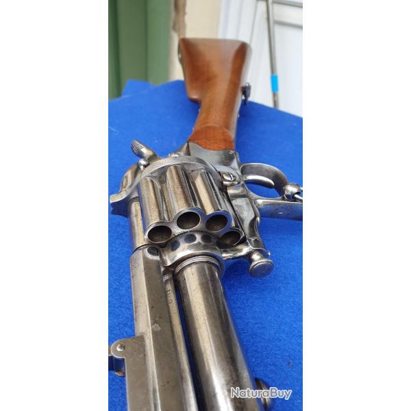 FAIRE OFFRE ! LEMAT CARABINE REVOLVER PERCUSSION CENTRALE BARILLET 450.COUP CENTRAL 58CF SHOT&BALL.