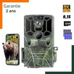 Caméra de chasse 8K Full HD 60MP - Piles et cartes 32go - Garantie 2 ans