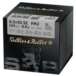 BOITE DE 50 CARTOUCHES SELLIER BELLOT CAL.6.5x55 SWEDISH FMJ 124GRS