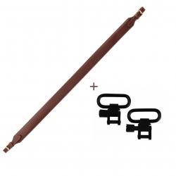 Tourbon-Sangle en cuir avec émerillons, longueur réglable, marron