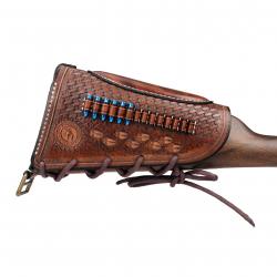 Tourbon-Couverture de crosse de fusil de chasse en cuir avec support de munitions LIVRAISON GRATUITE