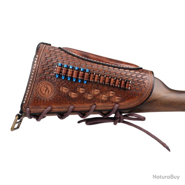 Tourbon-Couverture de crosse de fusil de chasse en cuir avec support de munitions LIVRAISON GRATUITE