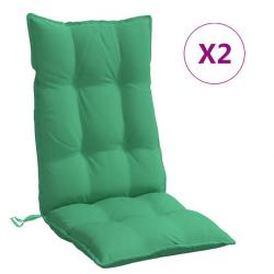 Lot de 2 coussins vert tissu Oxford pour chaises de jardin à dossier haut